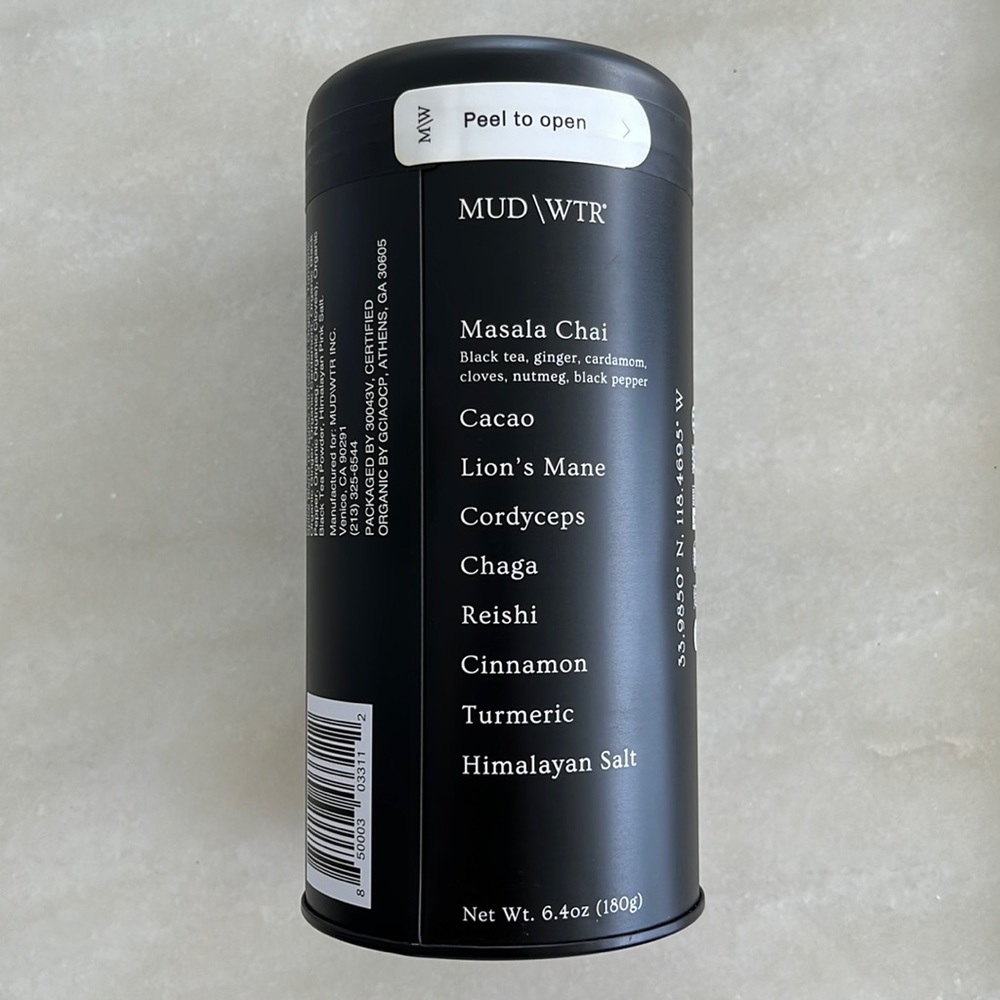 MUD\WTR Masala Chai tea Cacao Chaga Lion’s Mane Cordyceps Reishi